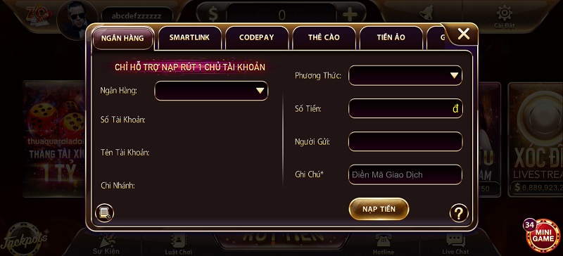 Nạp tiền an toàn với tỷ lệ 1:1 tại cổng game bài Zowin