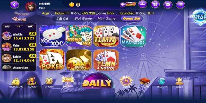 Sảnh game bài thú vị tại Sumvip được ưa chuộng